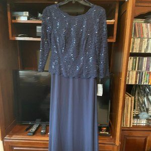 Alex Evenings Petite, Women's Size 6P, Navy Blue, Sequined Evening Gown
